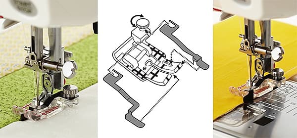 Прозрачная лапка для отстрочки, со съёмными направителями, для компьютерных машин с горизонтальным челноком