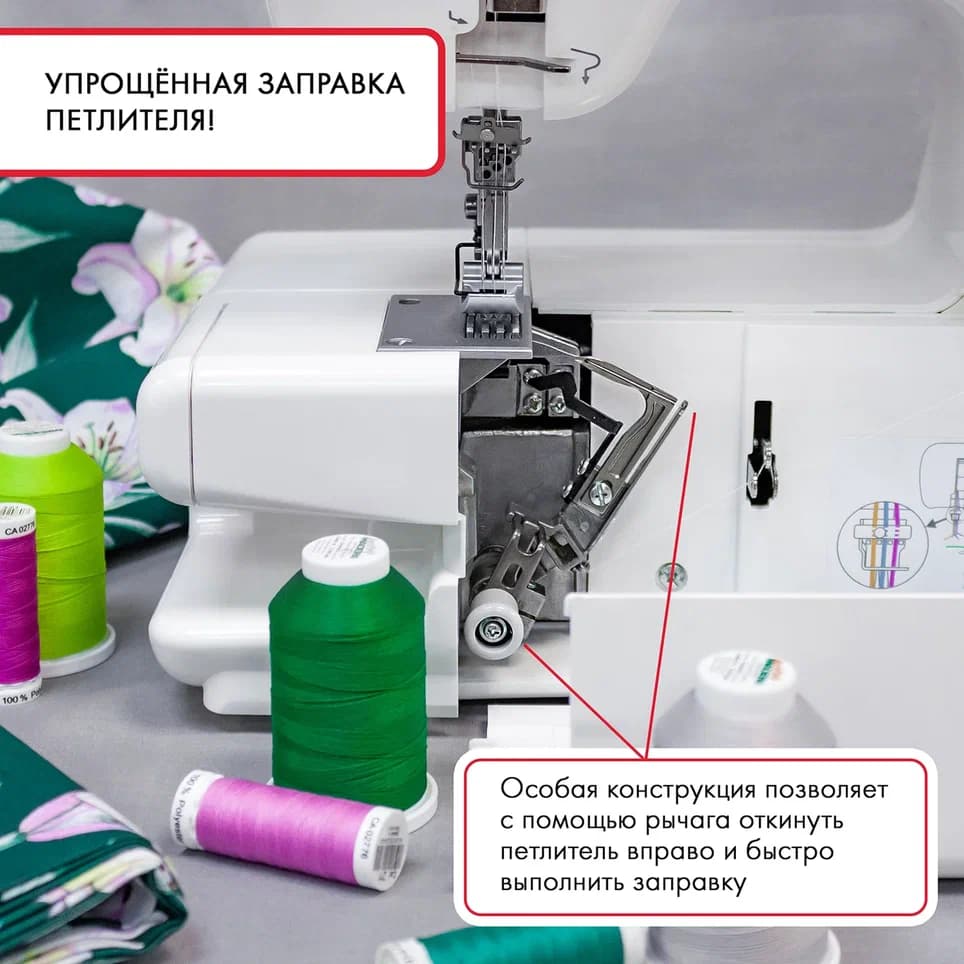 3-х игольная 4-х ниточная плоскошовная машина Janome CoverPro II - фото №6