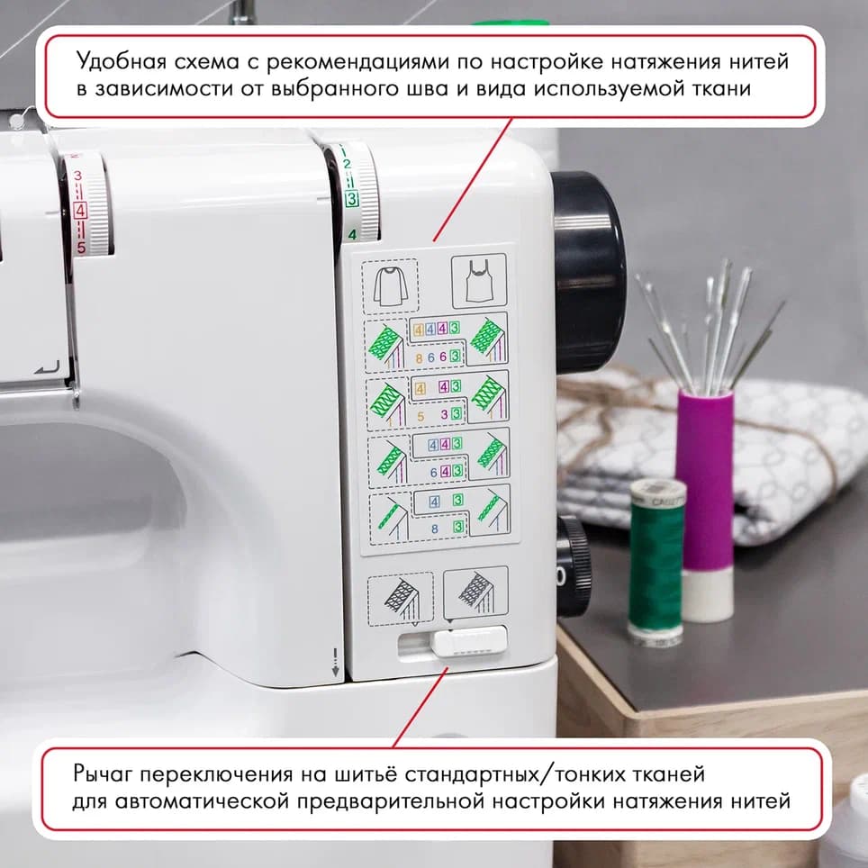 3-х игольная 4-х ниточная плоскошовная машина Janome CoverPro II - фото №7