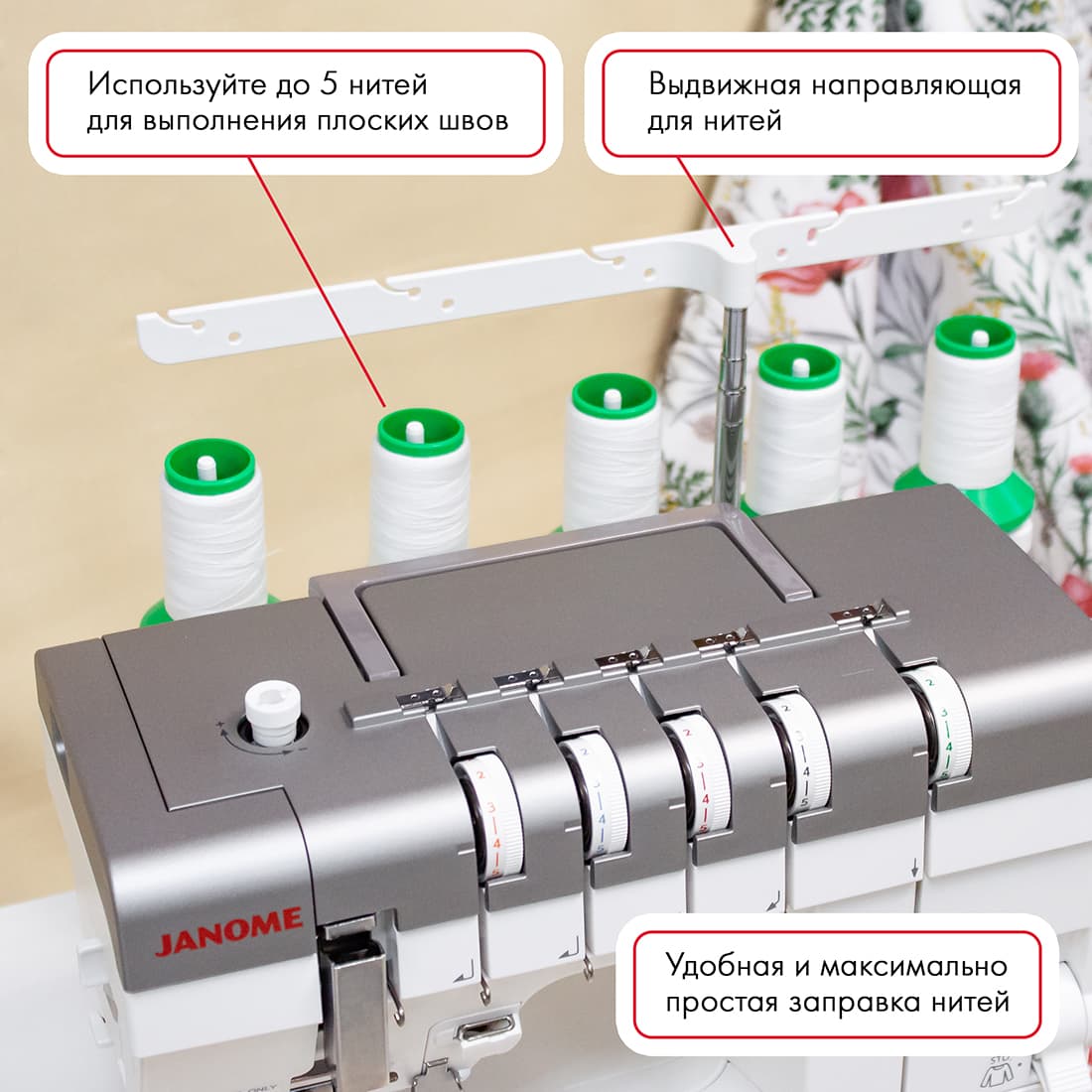 3-х игольная 5-ти ниточная плоскошовная машина Janome CoverPro 3000 - фото №3
