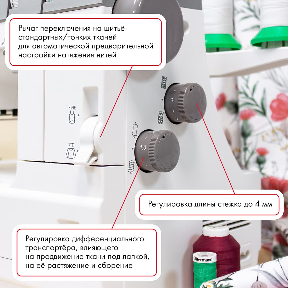 3-х игольная 5-ти ниточная плоскошовная машина Janome CoverPro 3000 - фото №7