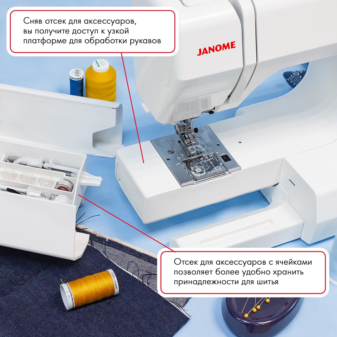 Электромеханическая швейная машина Janome Easy Jeans Heavy Duty 1800 (HD1800) - фото №9