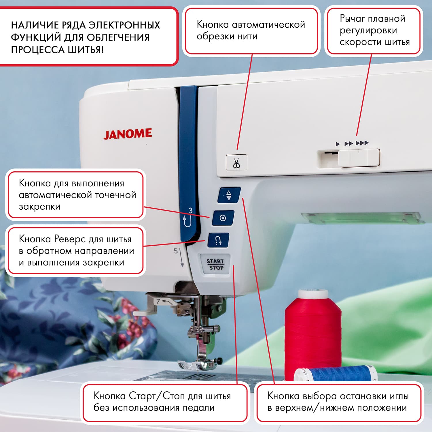 Швейная машина с микропроцессорным управлением Janome Skyline S6 - фото №10