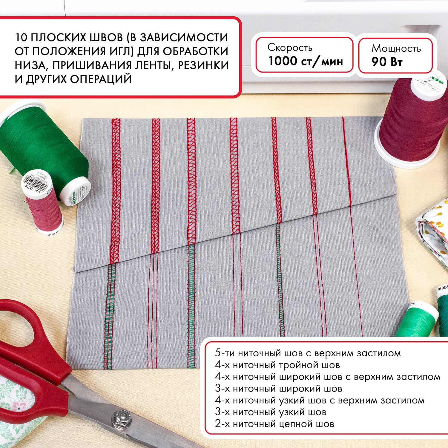 3-х игольная 5-ти ниточная плоскошовная машина Janome CoverPro 3000 - №9