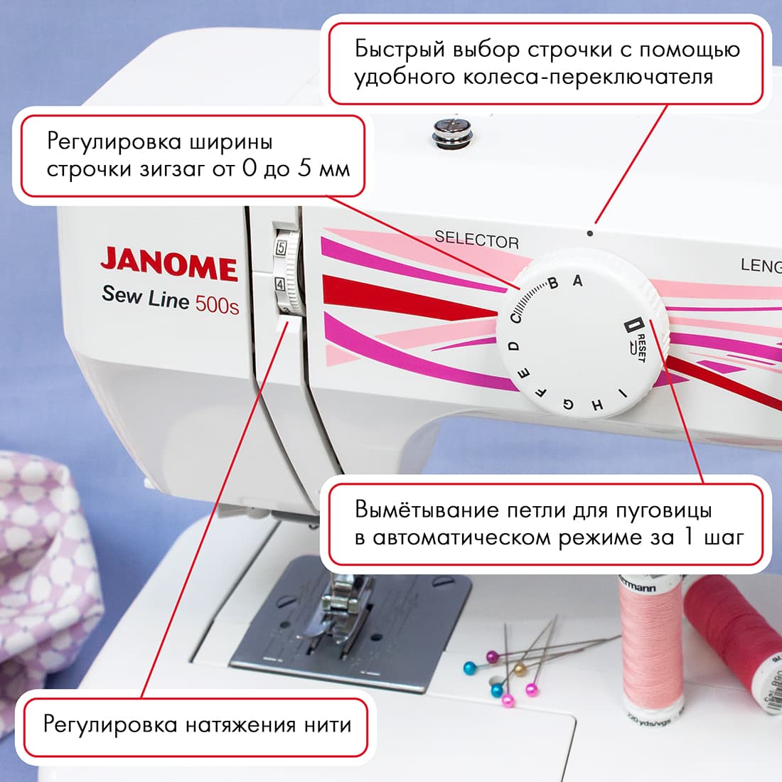Электромеханическая швейная машина Janome Sew Line 500s - №2